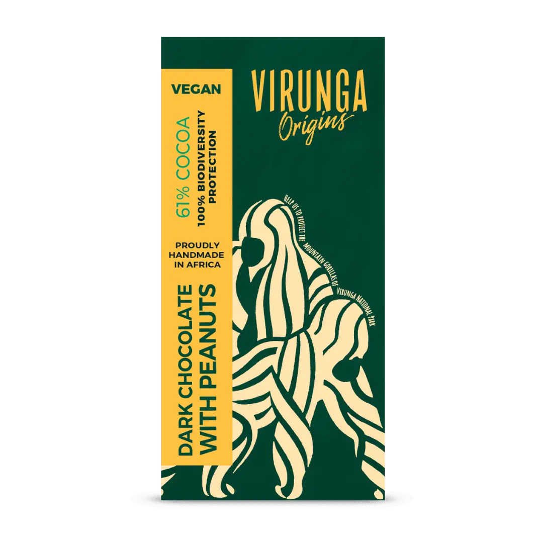 Virunga Origins Vegan Dark chocolate with Peanuts.