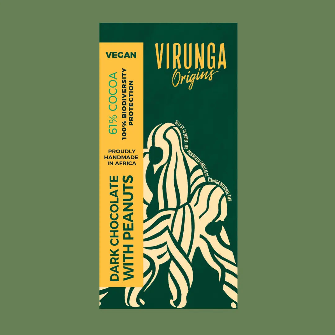 Virunga Origins Vegan Dark chocolate with Peanuts.